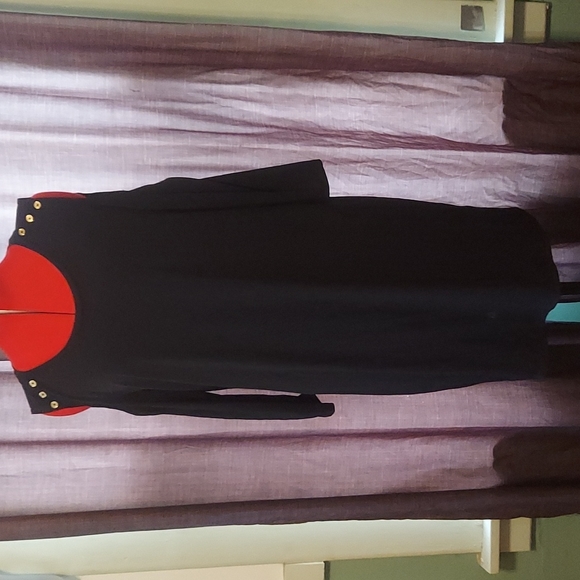 MICHAEL Michael Kors Black Midi Dress with Gold Accents - Picture 1 of 5